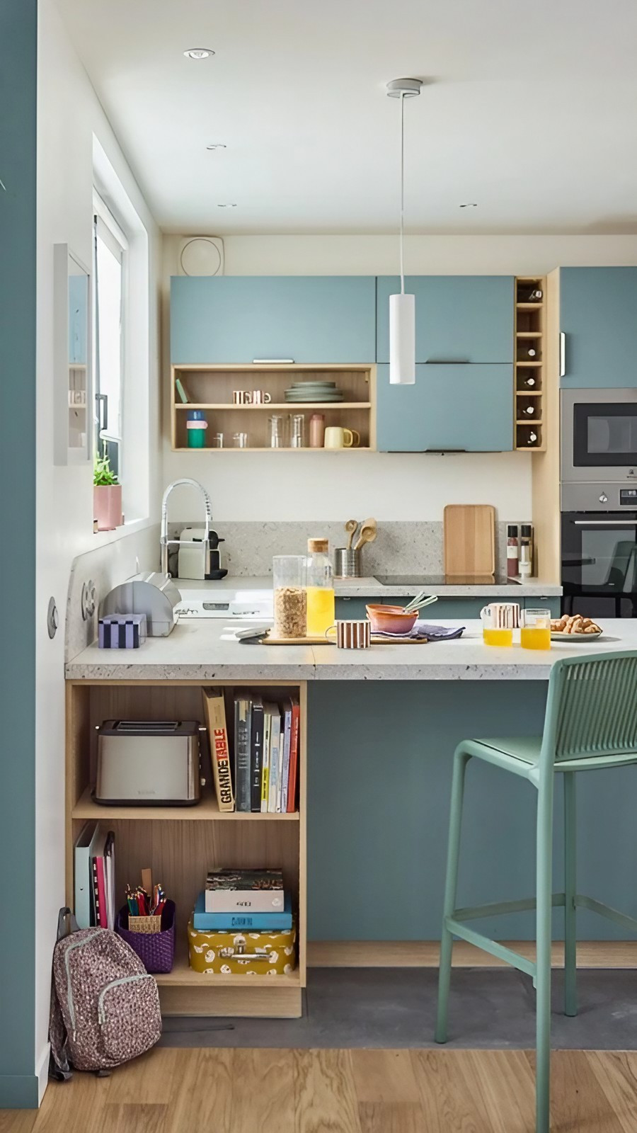 cuisine Leroy Merlin 2025 bleue et terrazzo