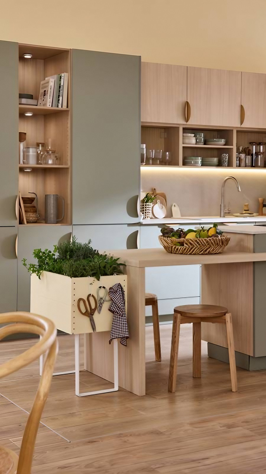cuisine Leroy Merlin 2025 verte et bois