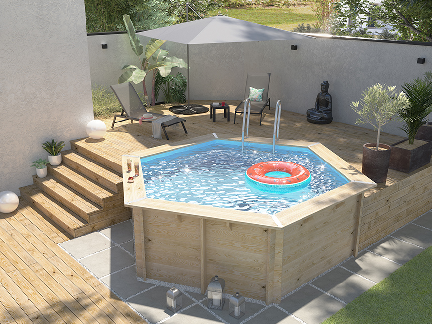 mini piscine en bois avec terrasse dans jardin de ville mini piscine en bois avec terrasse dans jardin de ville
