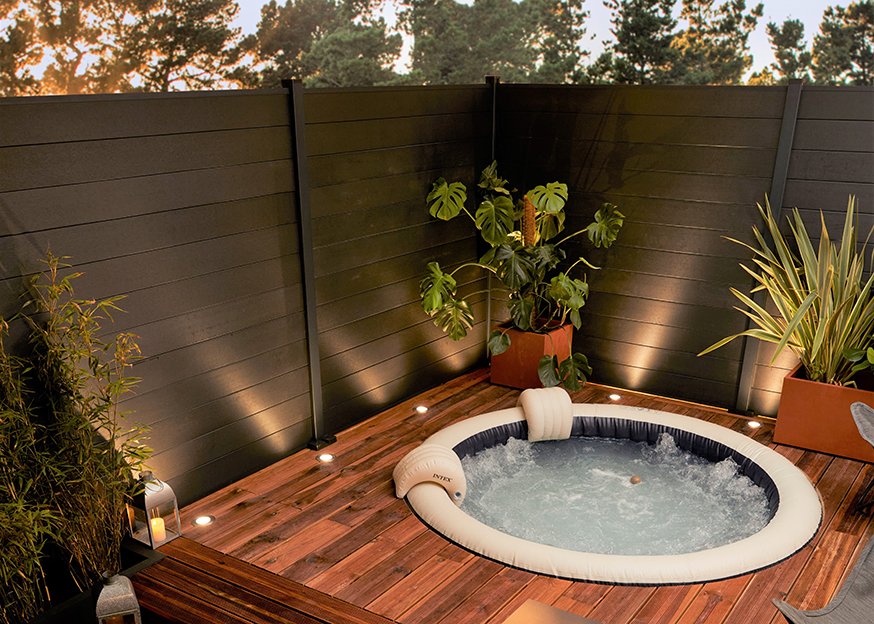 spa gonfable Castorama avec terrasse bois spa gonfable Castorama avec terrasse bois