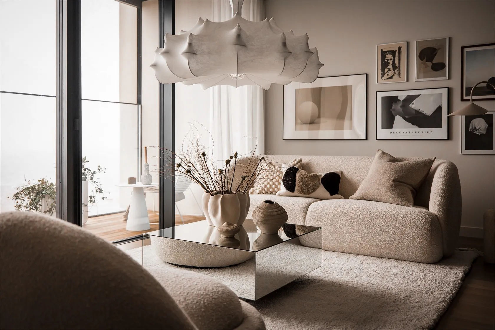 salon décoration contemporaine beige 