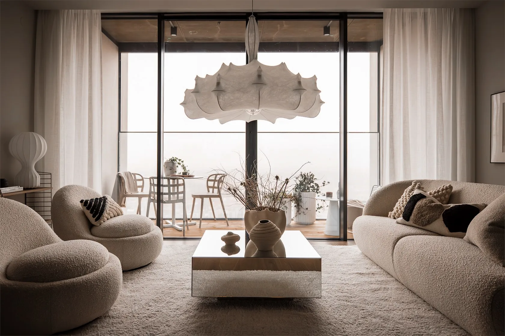 salon décoration contemporaine beige 