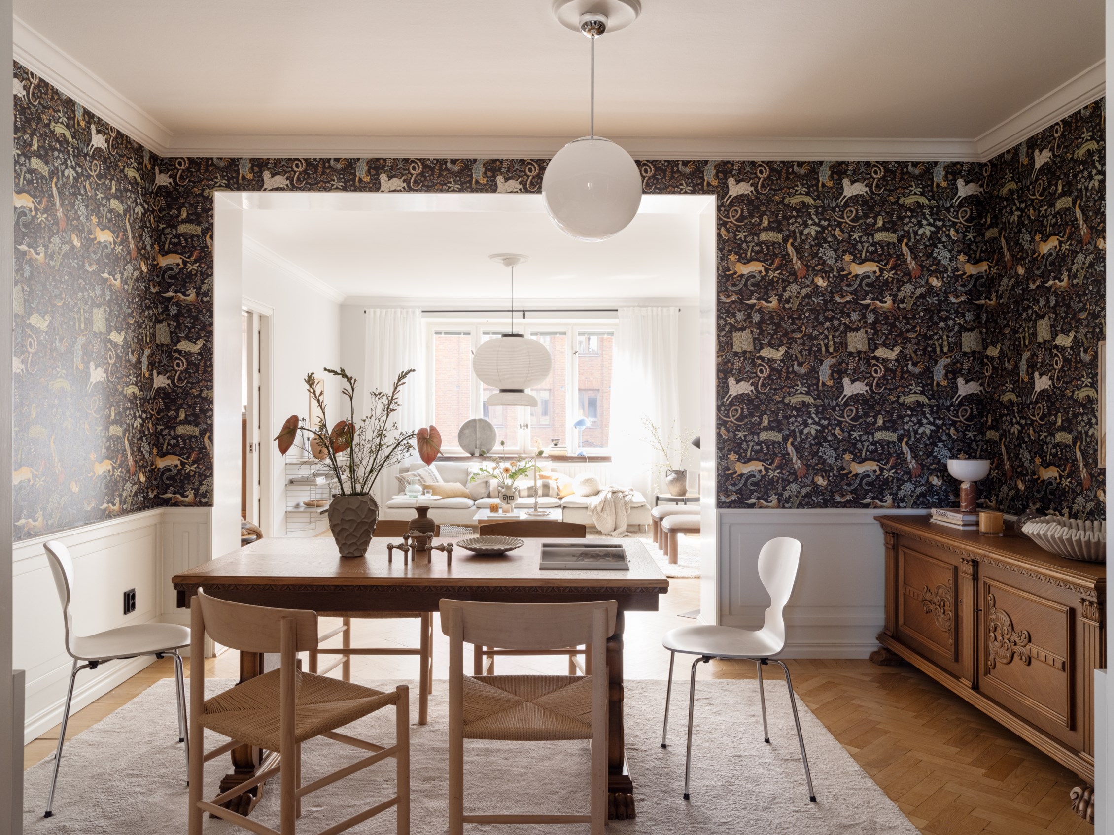 salle à manger avec papier-peint décoration scandinave salle à manger avec papier-peint décoration scandinave