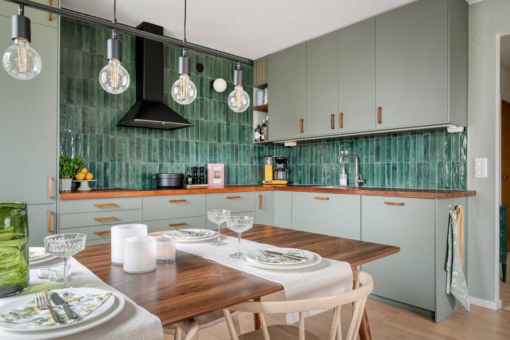 cuisine décoration scandinave verte