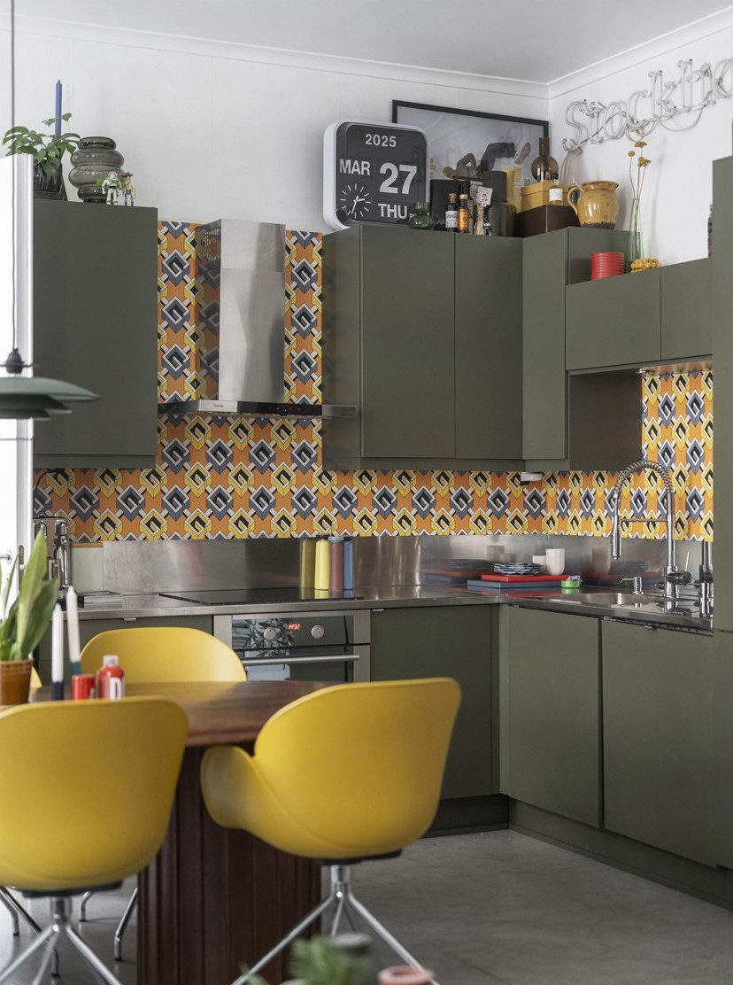 cuisine kaki carrelage vintage appartement 59m2 cuisine kaki carrelage vintage appartement 59m2