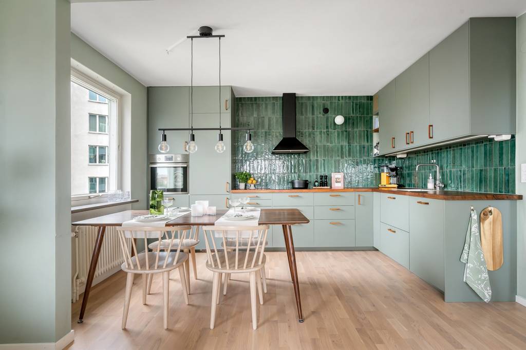cuisine décoration scandinave verte