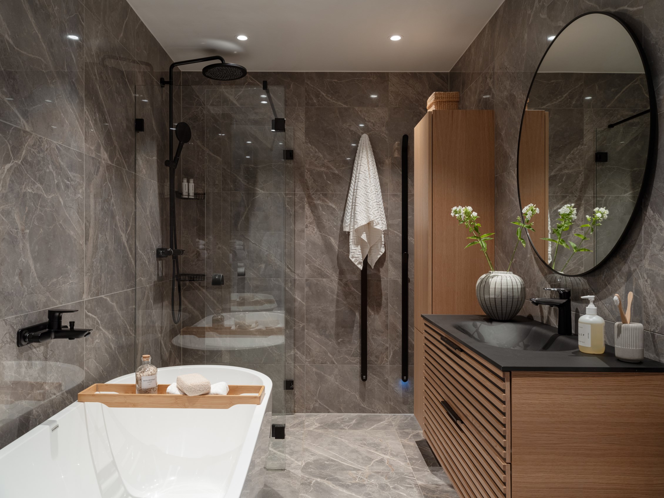 salle de bain design marbre gris mobilier bois salle de bain design marbre gris mobilier bois
