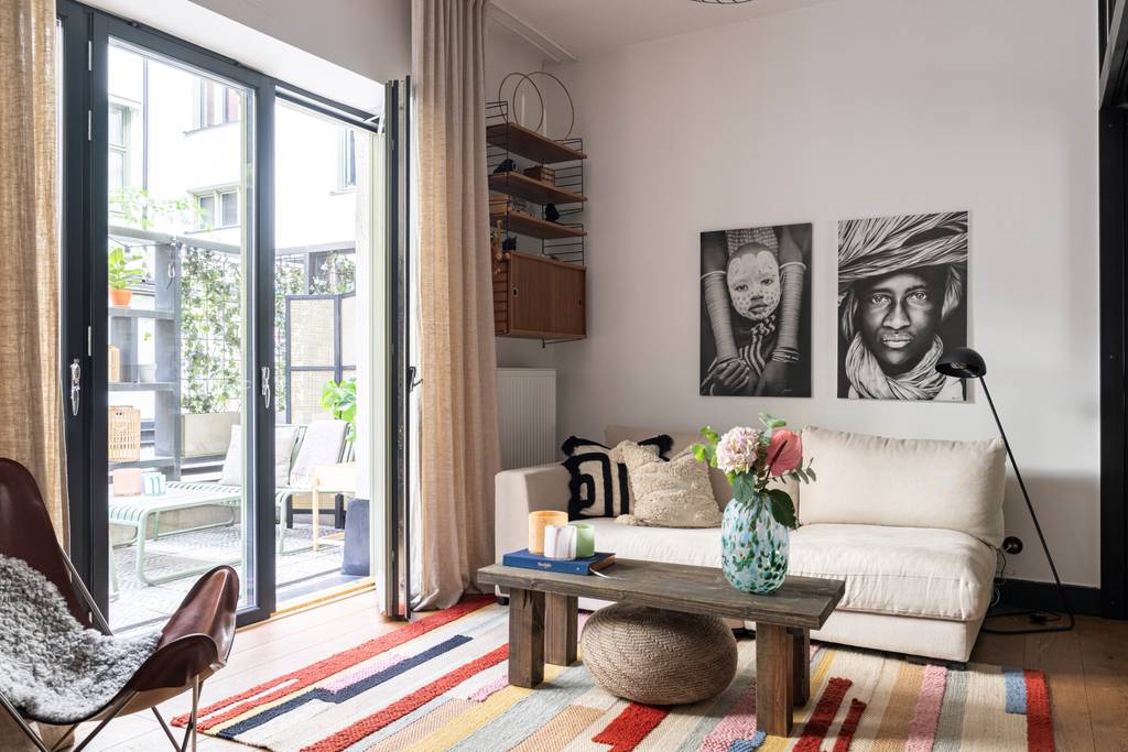salon deux-pièces 48m2 style mini loft