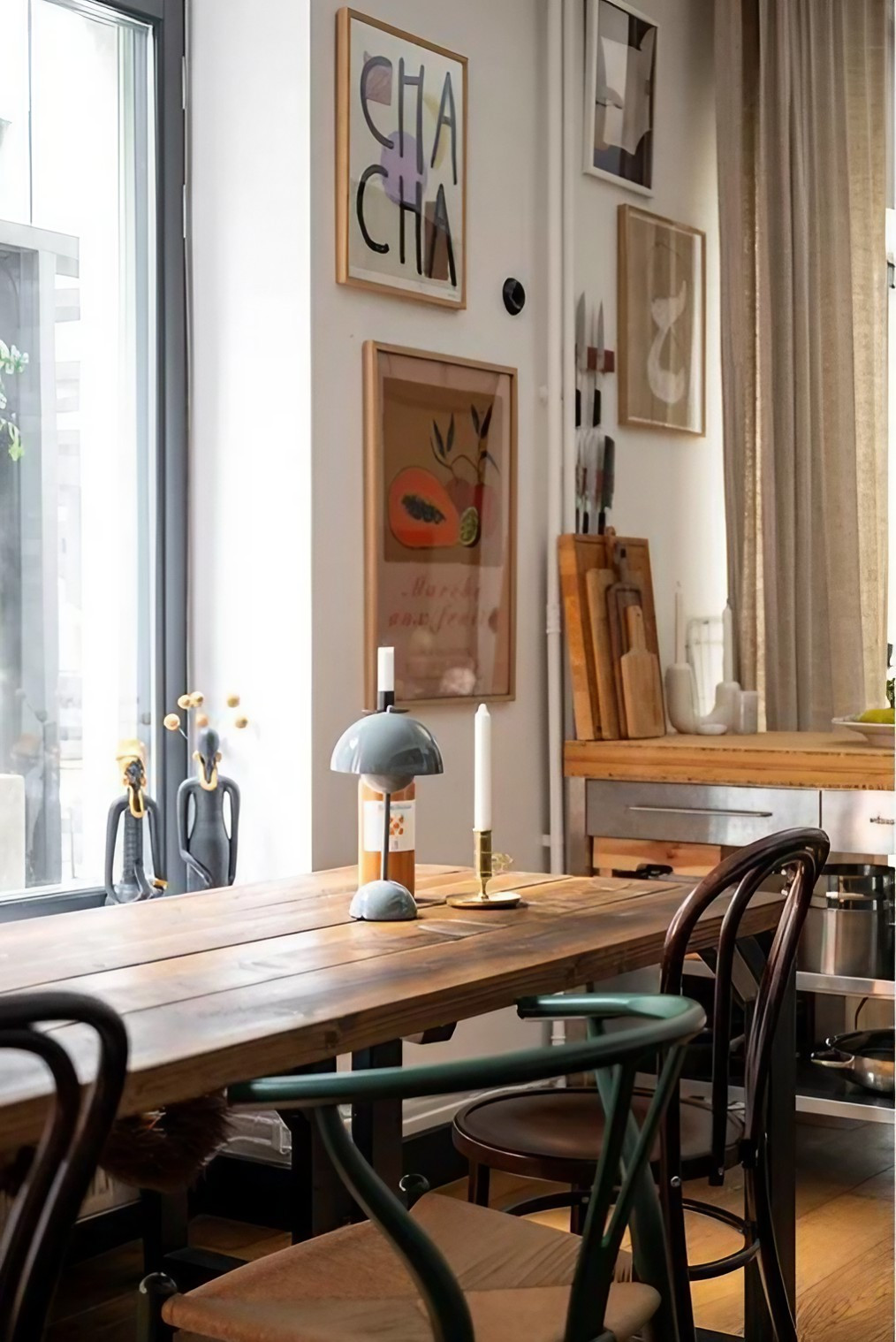 salle à manger deux-pièces 48m2 style mini loft