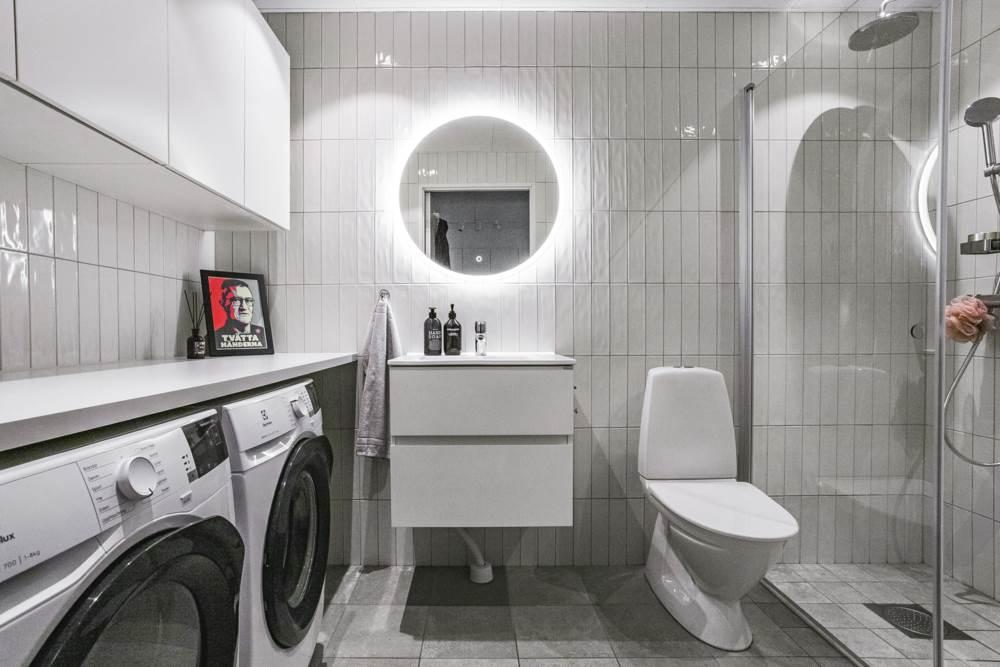 salle de bain design blanche avec espace buanderie salle de bain design blanche avec espace buanderie