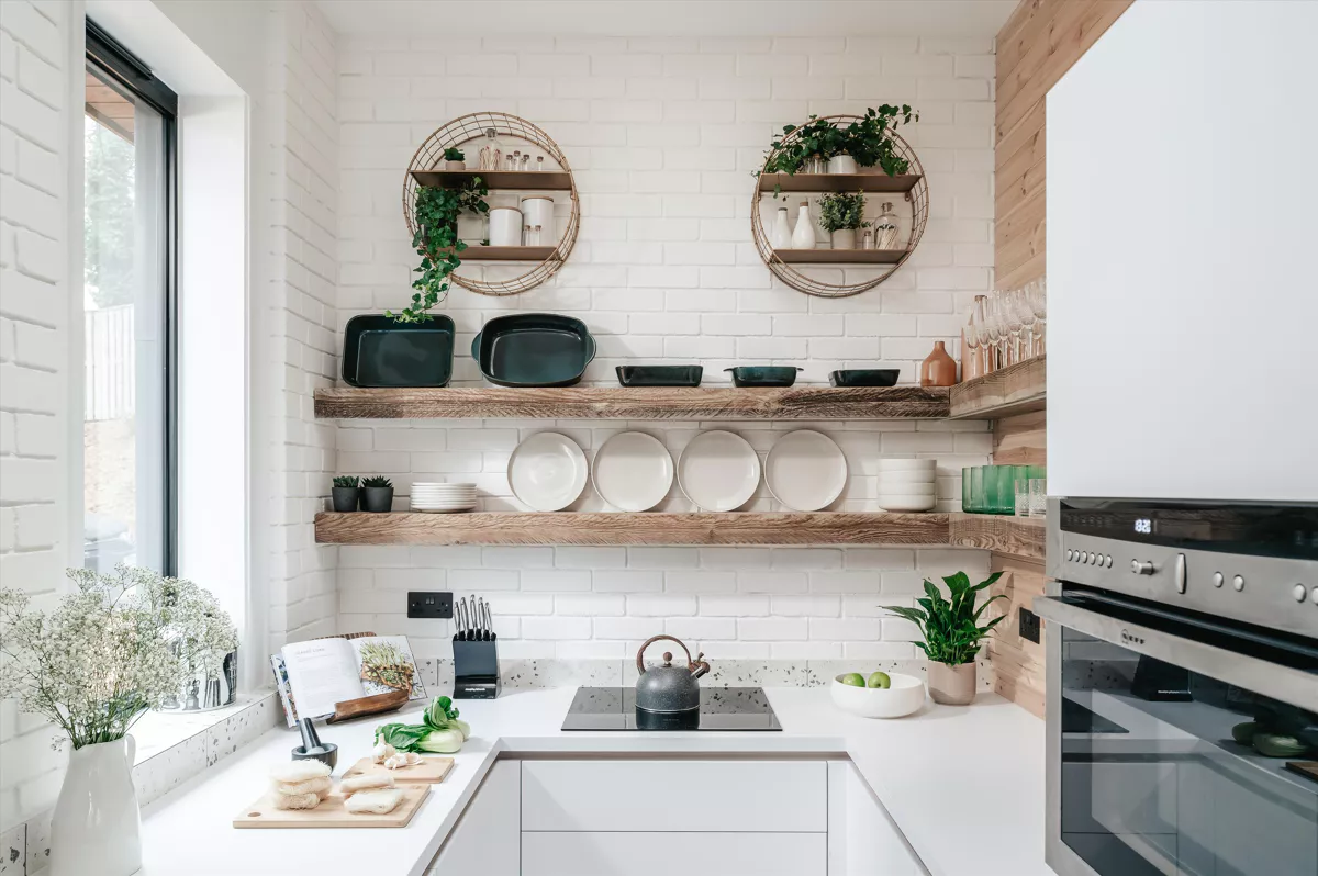cuisine briques blanches décoration contemporaine tons naturels cuisine briques blanches décoration contemporaine tons naturels