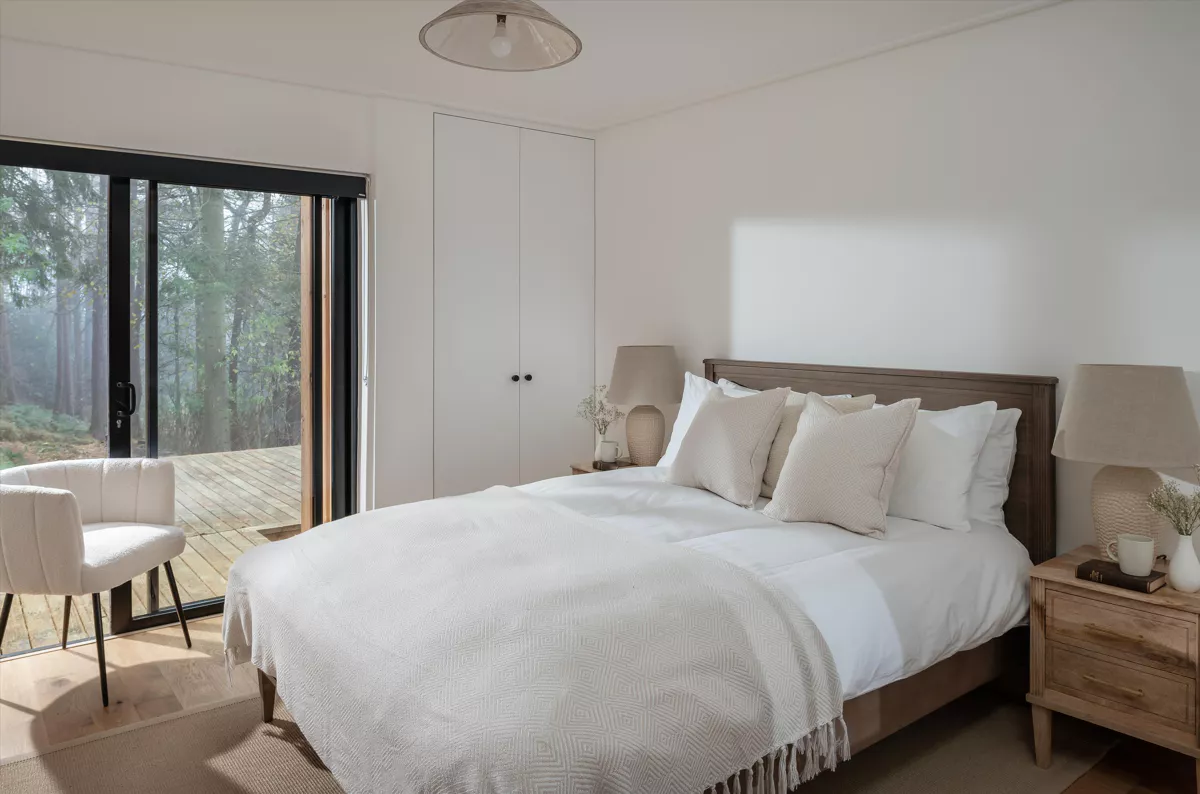 chambre baies vitrées décoration contemporaine tons naturels chambre baies vitrées décoration contemporaine tons naturels