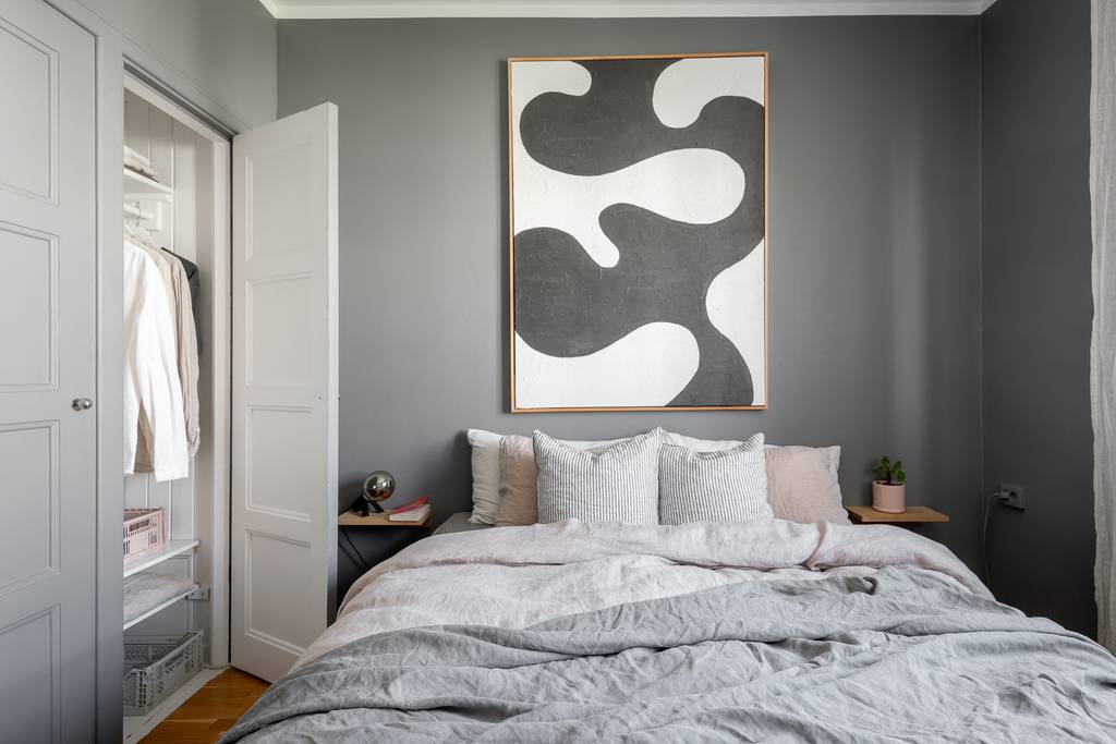 chambre murs gris