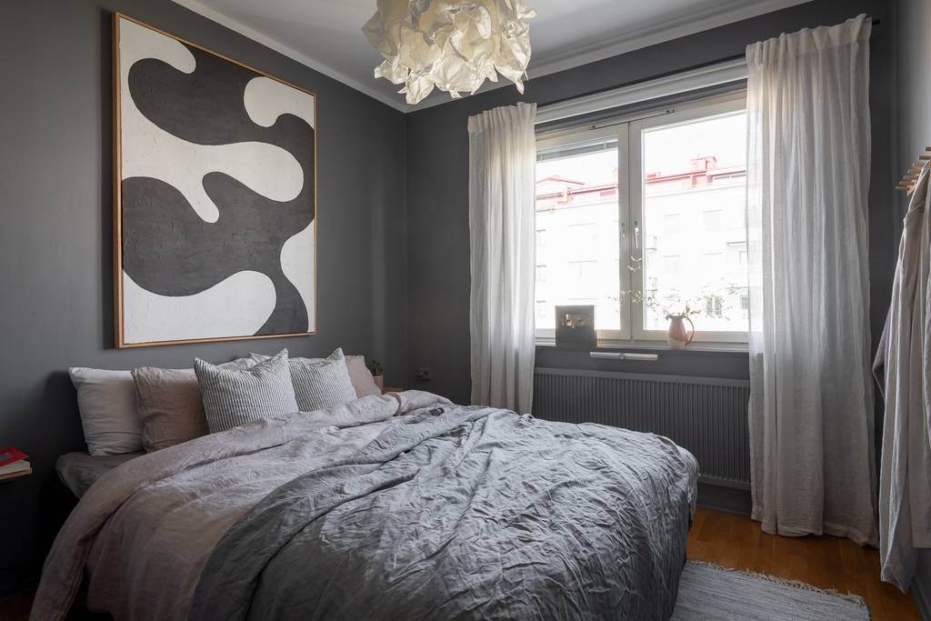 chambre murs gris