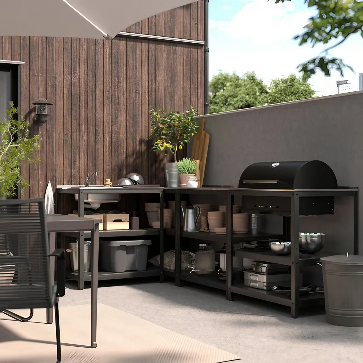terrasse avec cuisine extérieure IKEA Grillskär