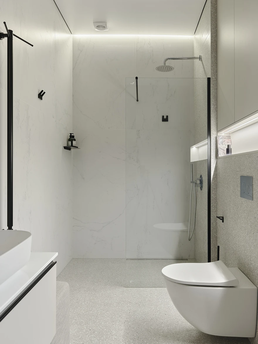 salle d salle d'eau design marbre blanc