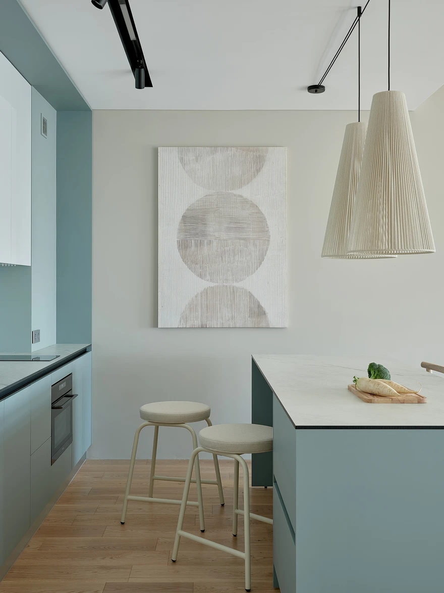 cuisine ouverte bleue et blanche appartement design cuisine ouverte bleue et blanche appartement design