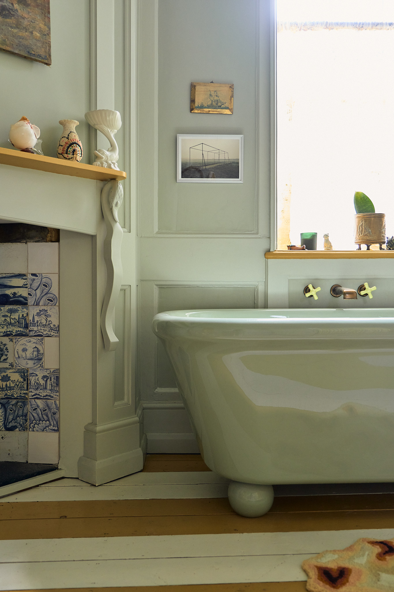salle de bain vintage verte