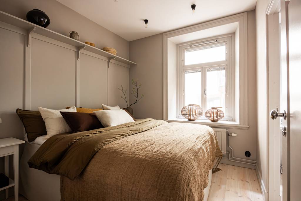 chambre murs gris décoration scandinave deux-pièces 40m2 chambre murs gris décoration scandinave deux-pièces 40m2