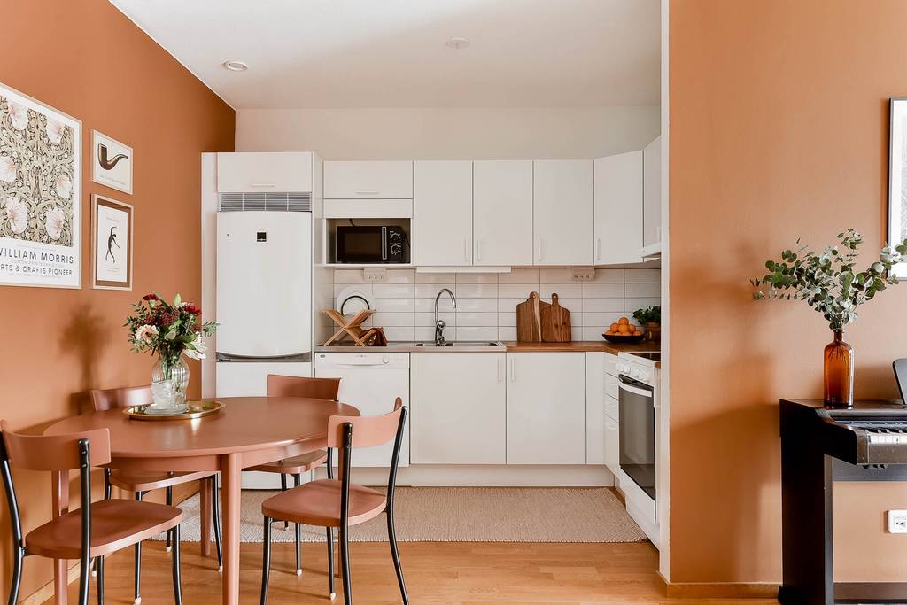 cuisine ouverte deux-pièces 40m2 décoration caramel
