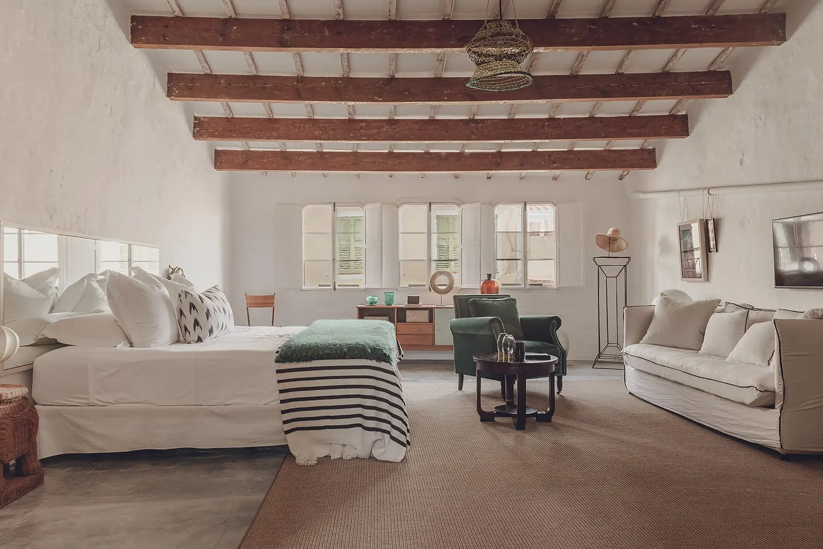 chambre avec poutres décoration rustique chic