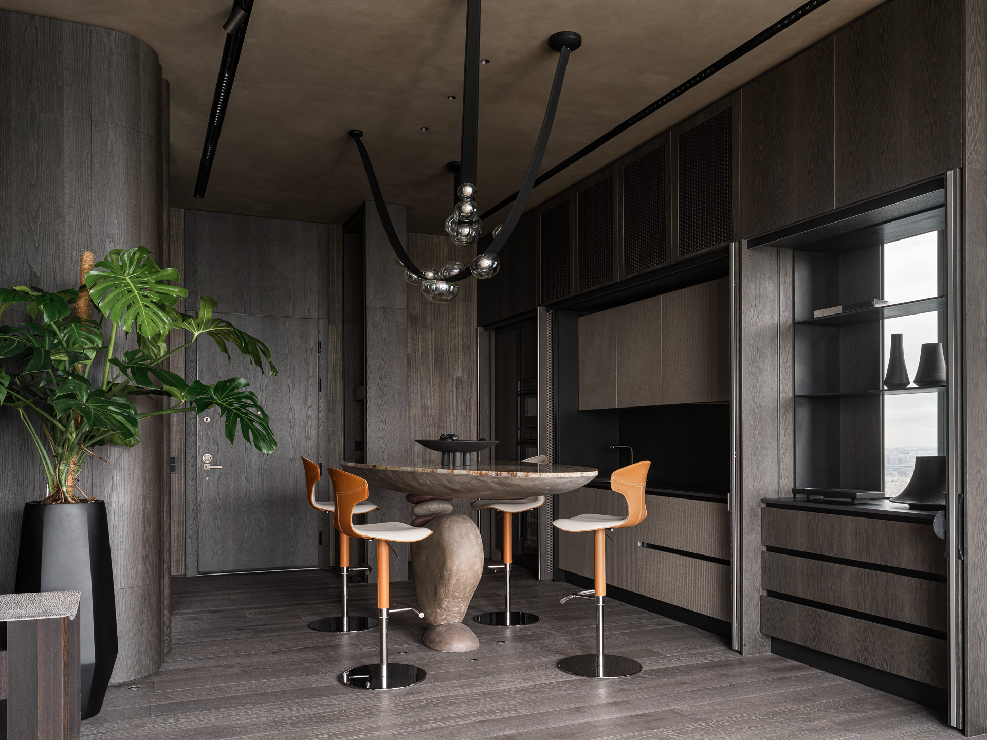 salle à manger avec table marbre décoration design avec cuisine cachée ouverte salle à manger avec table marbre décoration design avec cuisine cachée ouverte