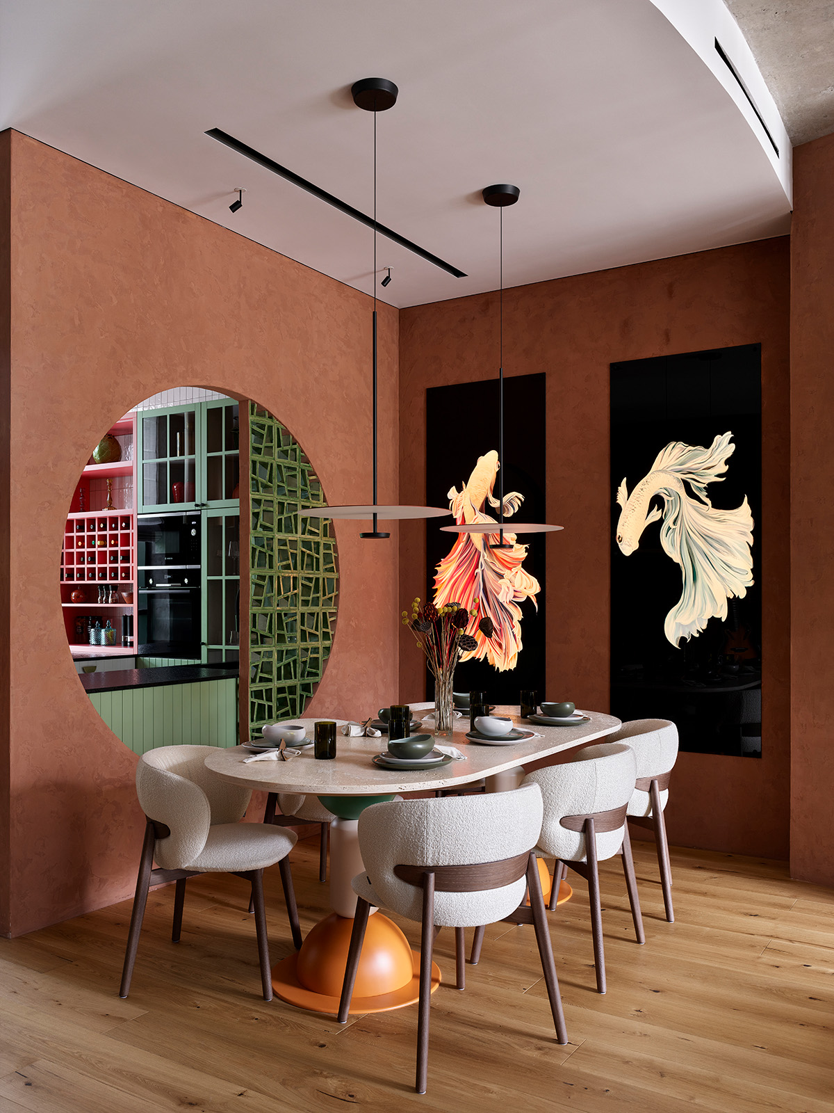 salle à manger murs terracotta appartement design salle à manger murs terracotta appartement design