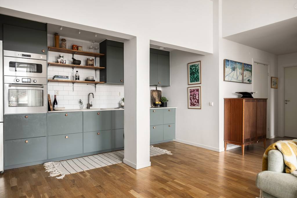 cuisine ouverte et salon appartement 100m2 décoration scandinave