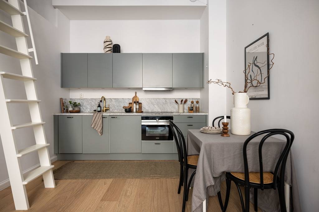 salon avec cuisine ouverte studio 28m2 décoration grise salon avec cuisine ouverte studio 28m2 décoration grise