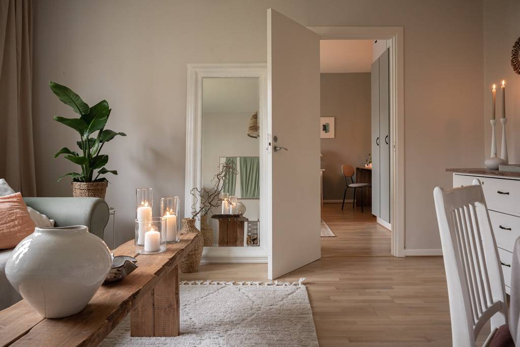 salon décoration verte et beige deux-pièces de 50m2 salon décoration verte et beige deux-pièces de 50m2