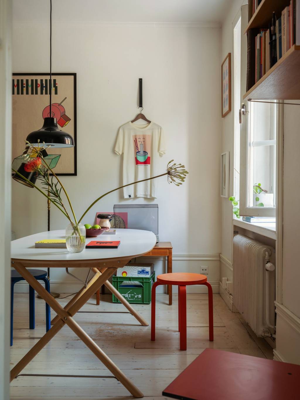 salon deux-pièces 42m2 décoration colorée et vintage