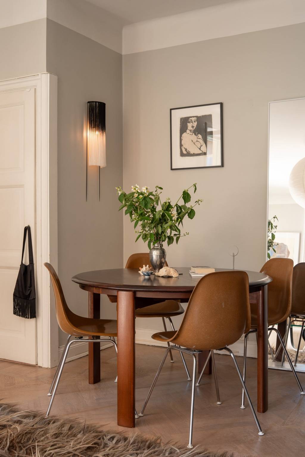 salle à manger et salon deux-pièces 39m2 décoration scandinave vintage