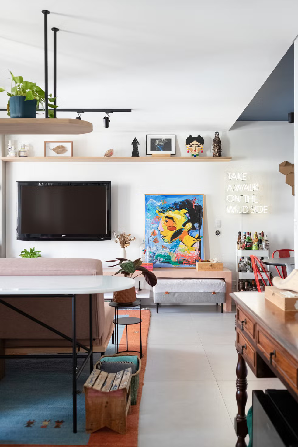salon décoration vintage appartement 70m2