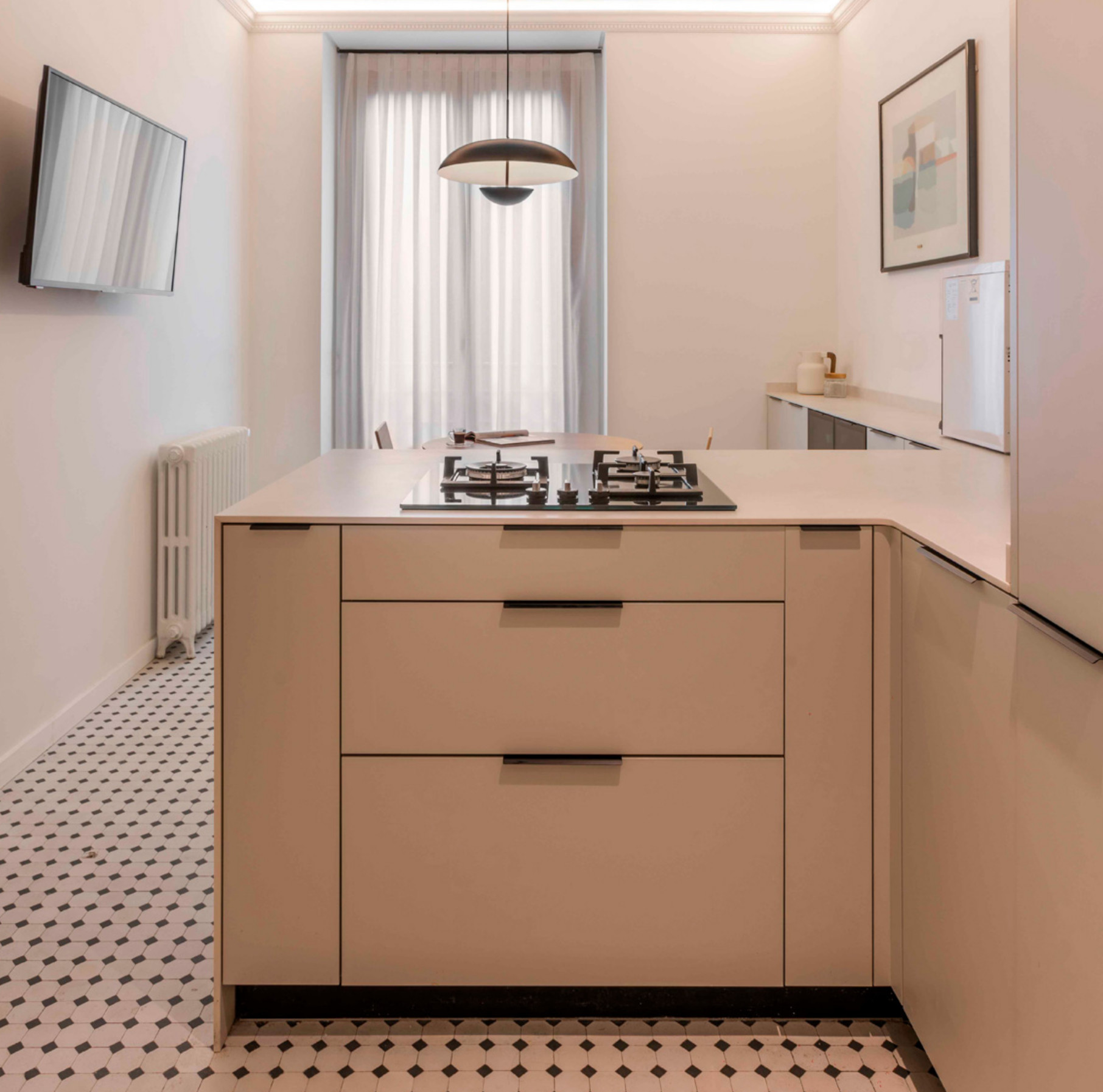 cuisine design blanche sol cabochon blanc et noir cuisine design blanche sol cabochon blanc et noir