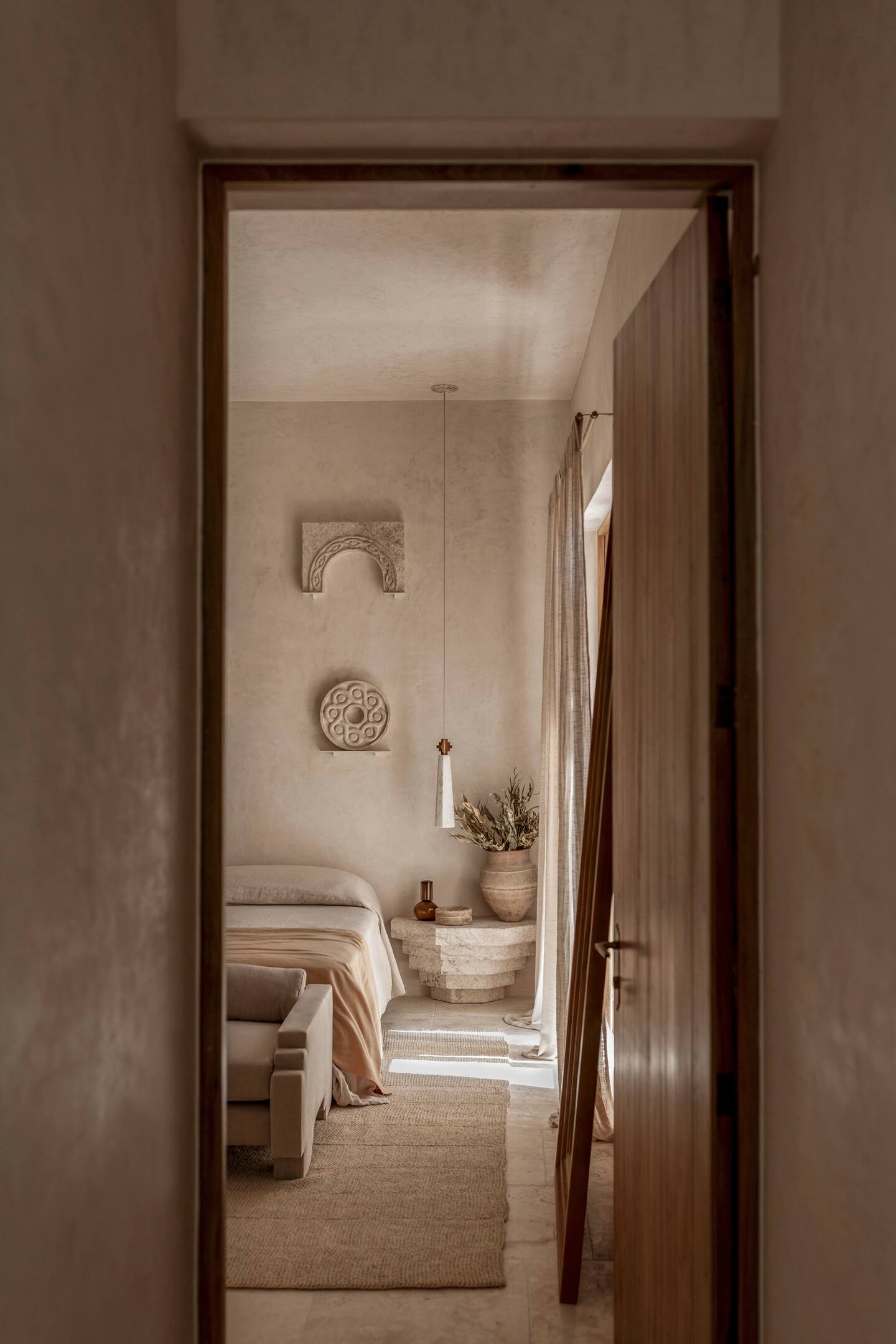 chambre décoration beige maison Tulum chambre décoration beige maison Tulum