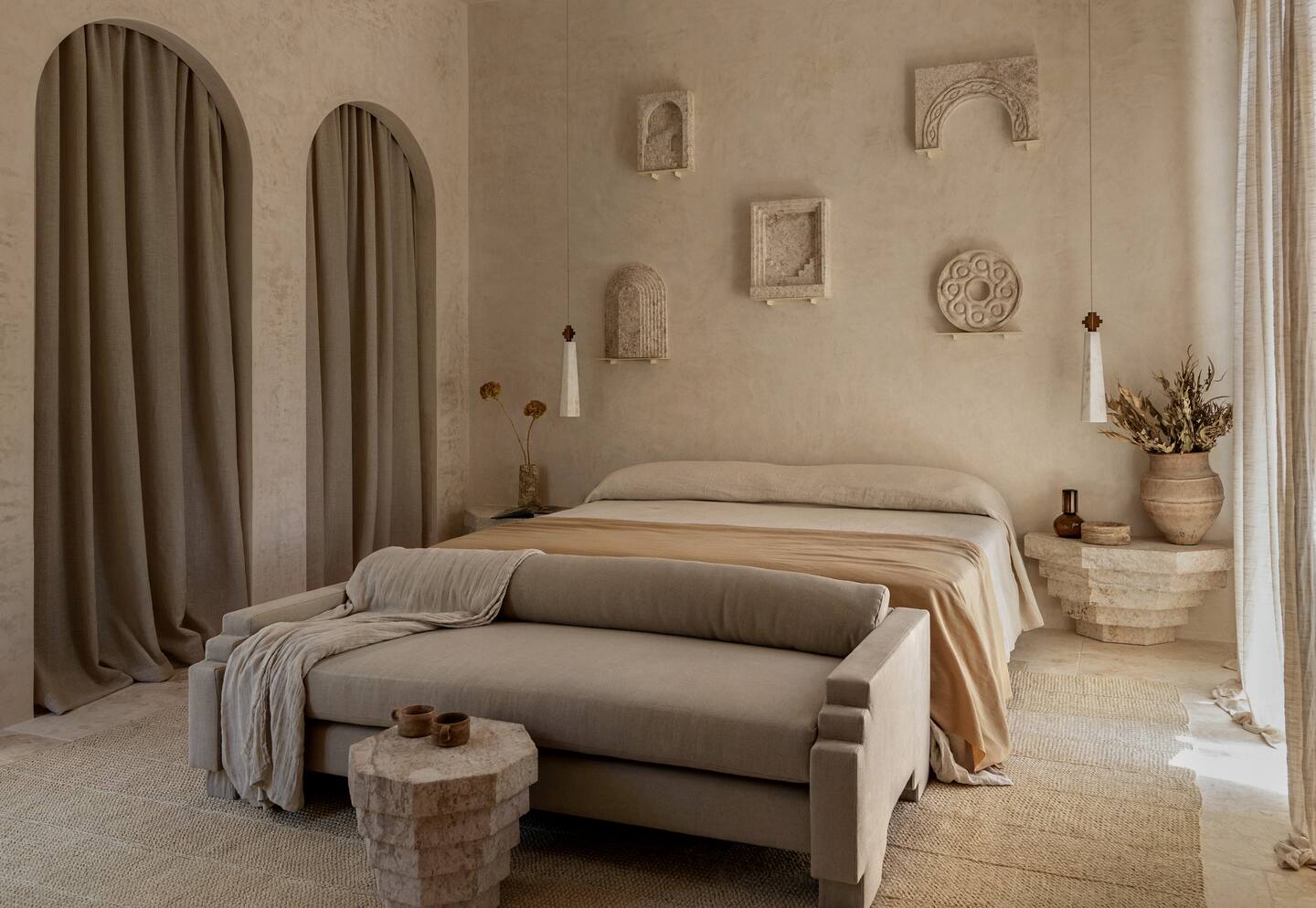 chambre décoration beige maison Tulum chambre décoration beige maison Tulum