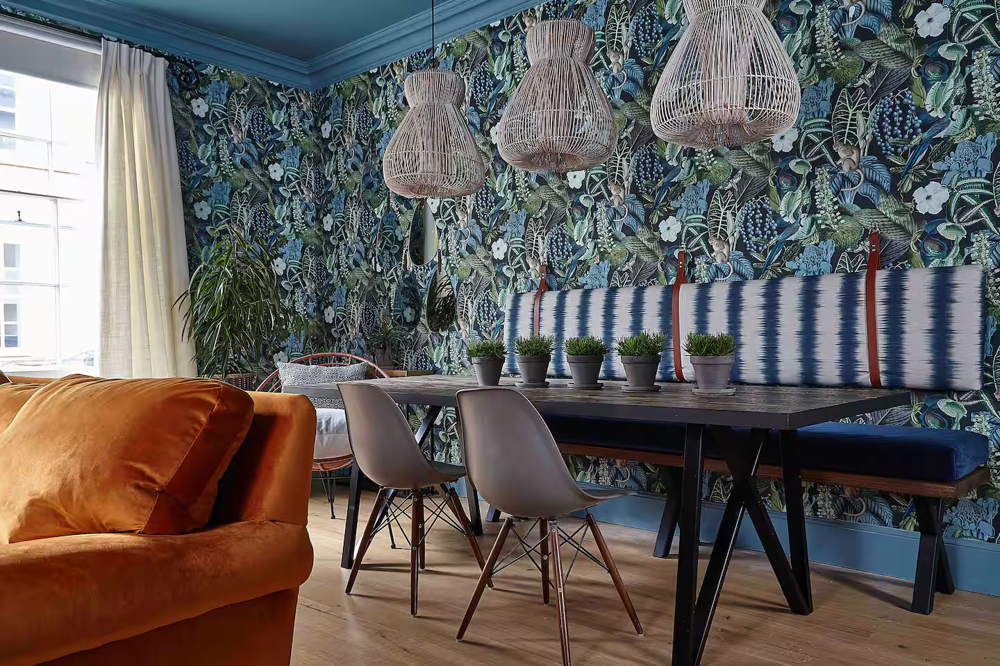 salle à manger et salon décoration vintage plafond bleu maison de ville Bath salle à manger et salon décoration vintage plafond bleu maison de ville Bath