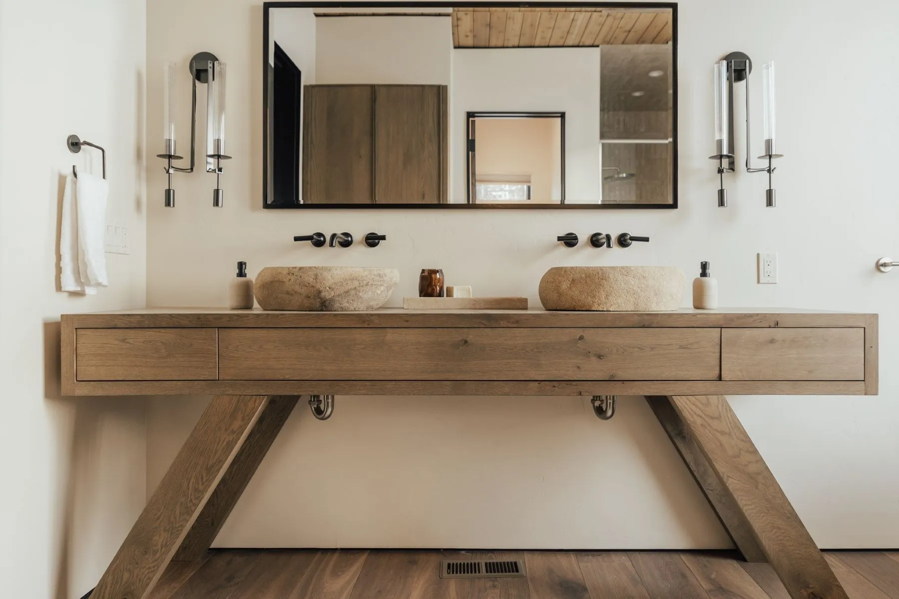 salle de bain contemporaine bois et vasques pierre salle de bain contemporaine bois et vasques pierre