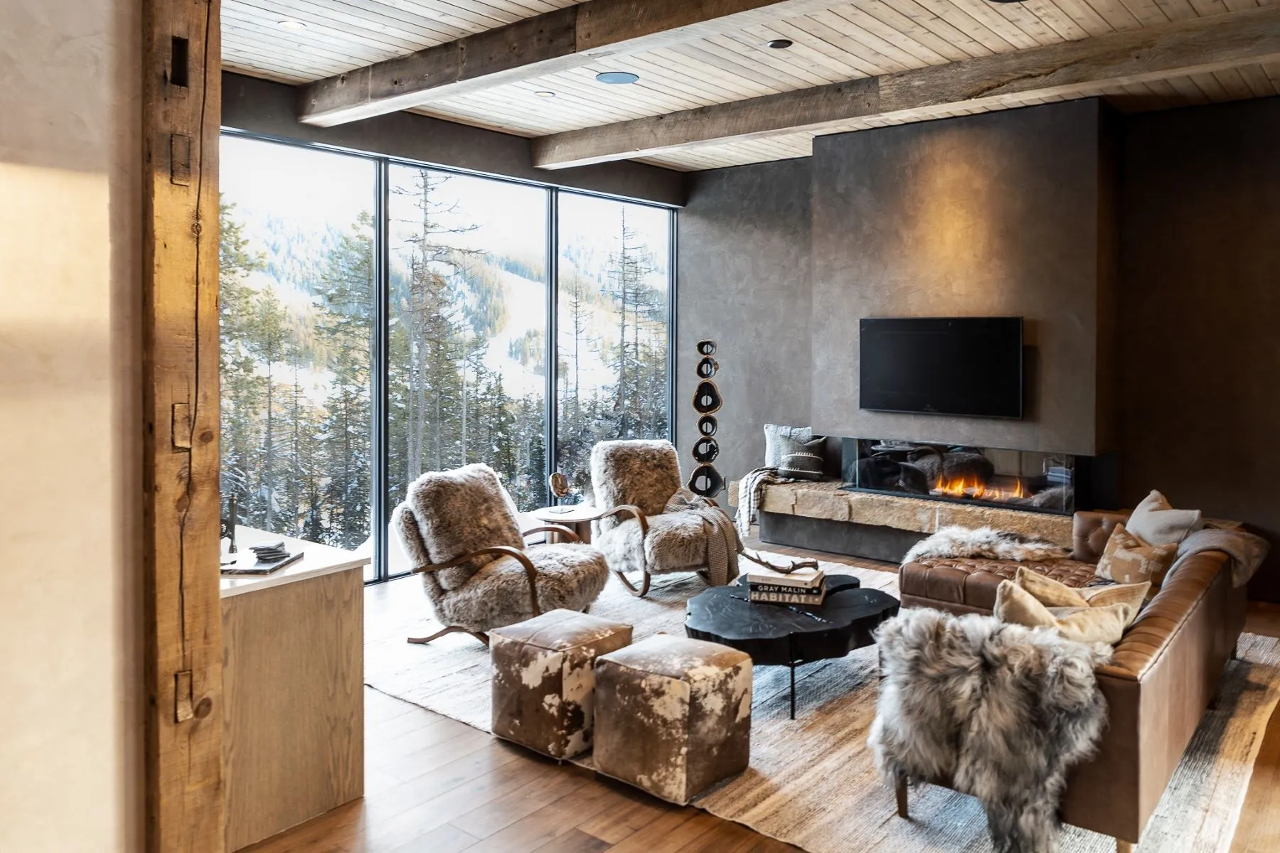 salon décoration contemporaine maison en bois à la montagne salon décoration contemporaine maison en bois à la montagne