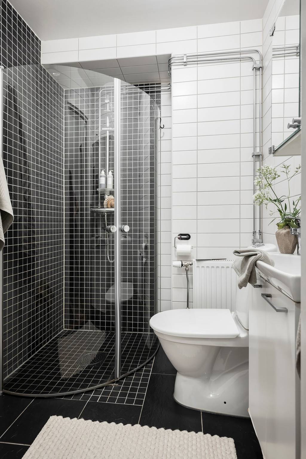 salle de bain blanche et noire