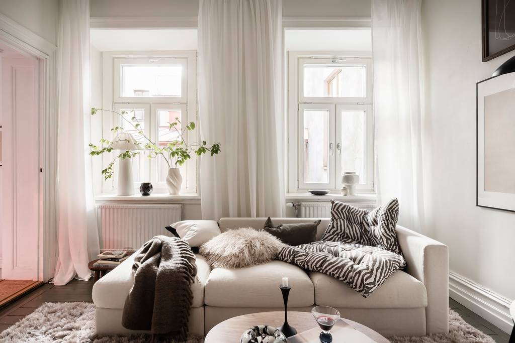salon studio 35m2 décoration naturelle et scandinave