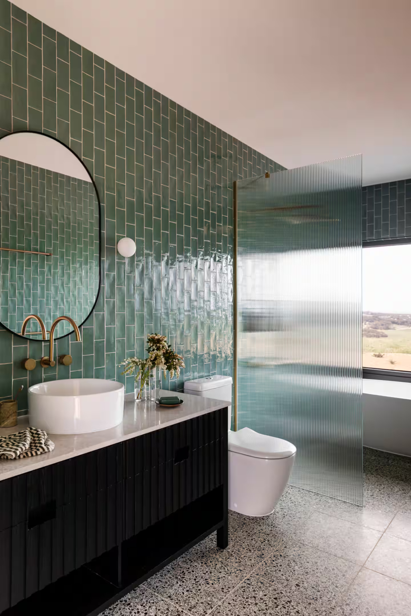 salle de bain verte et noire salle de bain verte et noire