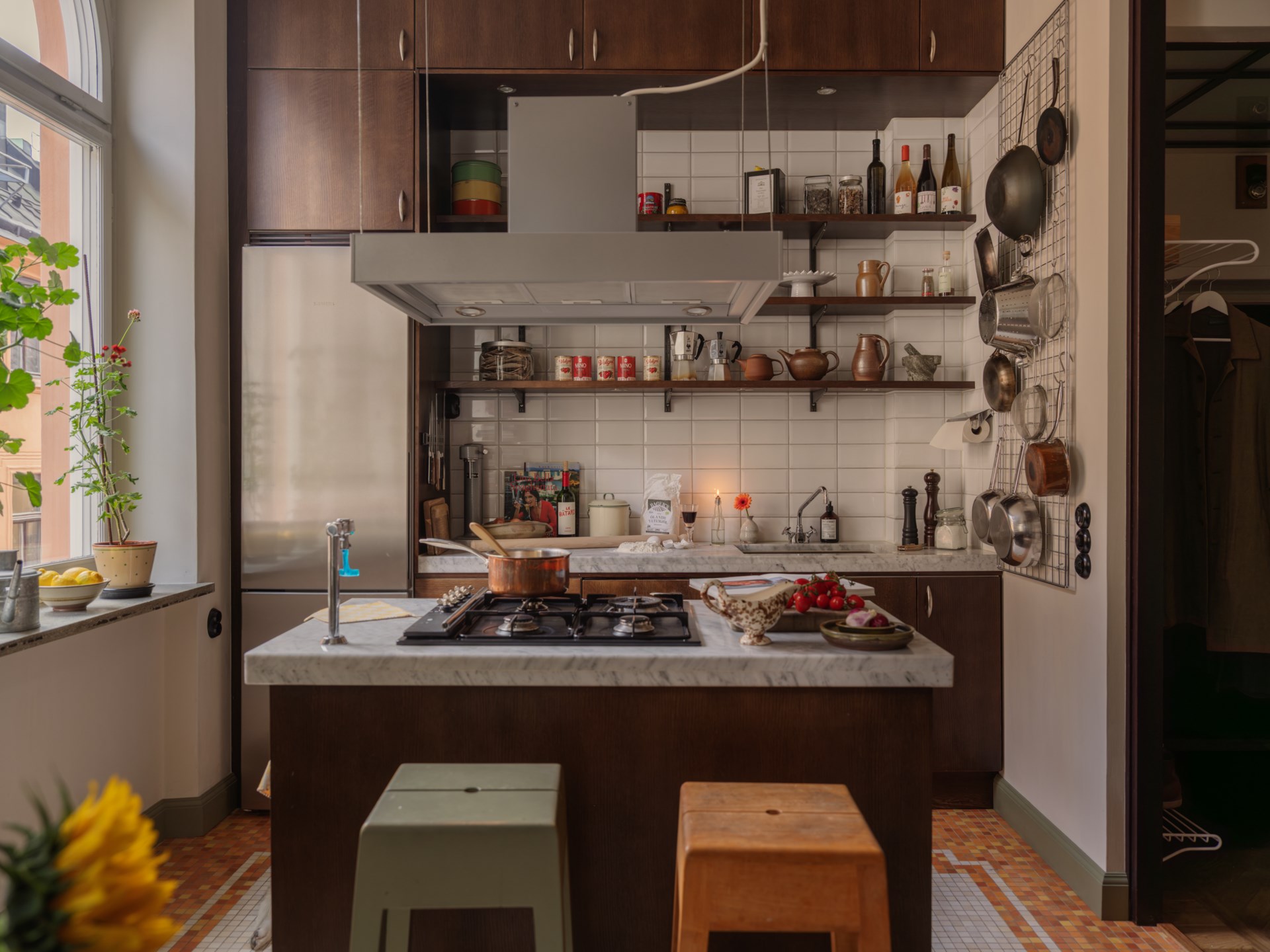 cuisine avec îlot décoration rétro