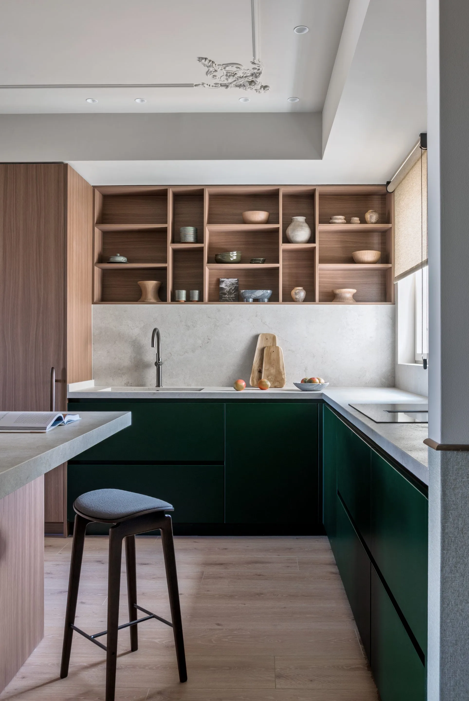 cuisine verte et bois avec îlot cuisine verte et bois avec îlot