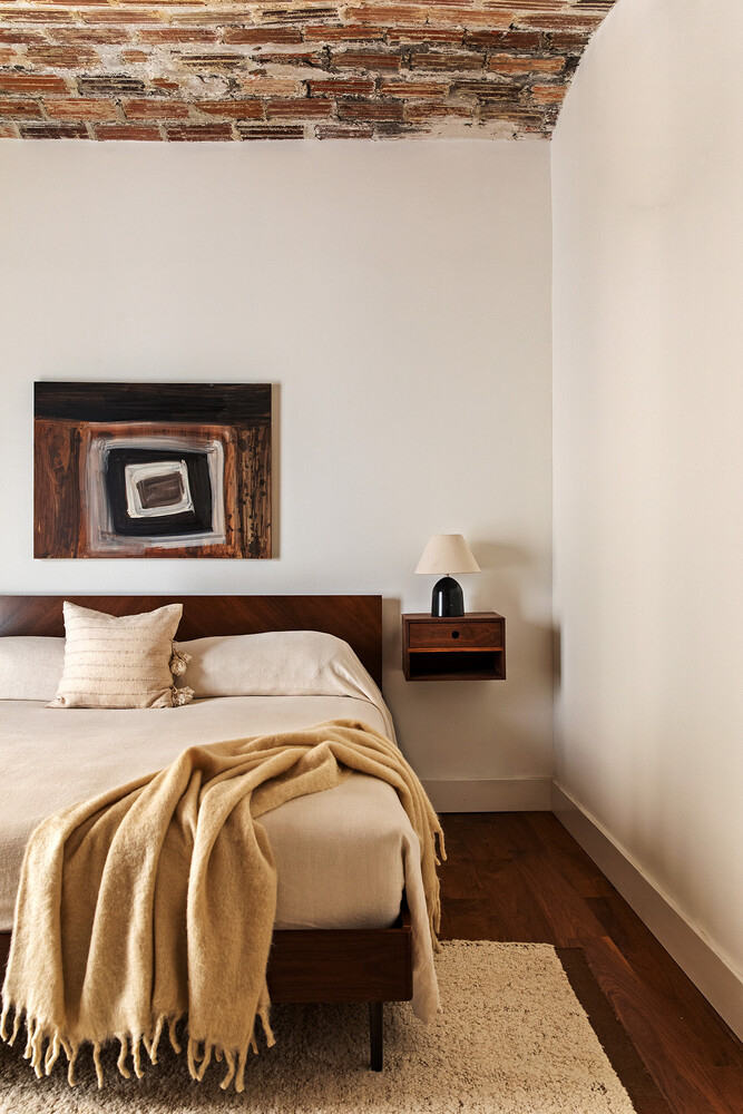 chambre plafond voûtés en briques catalans appartement new-yorkais