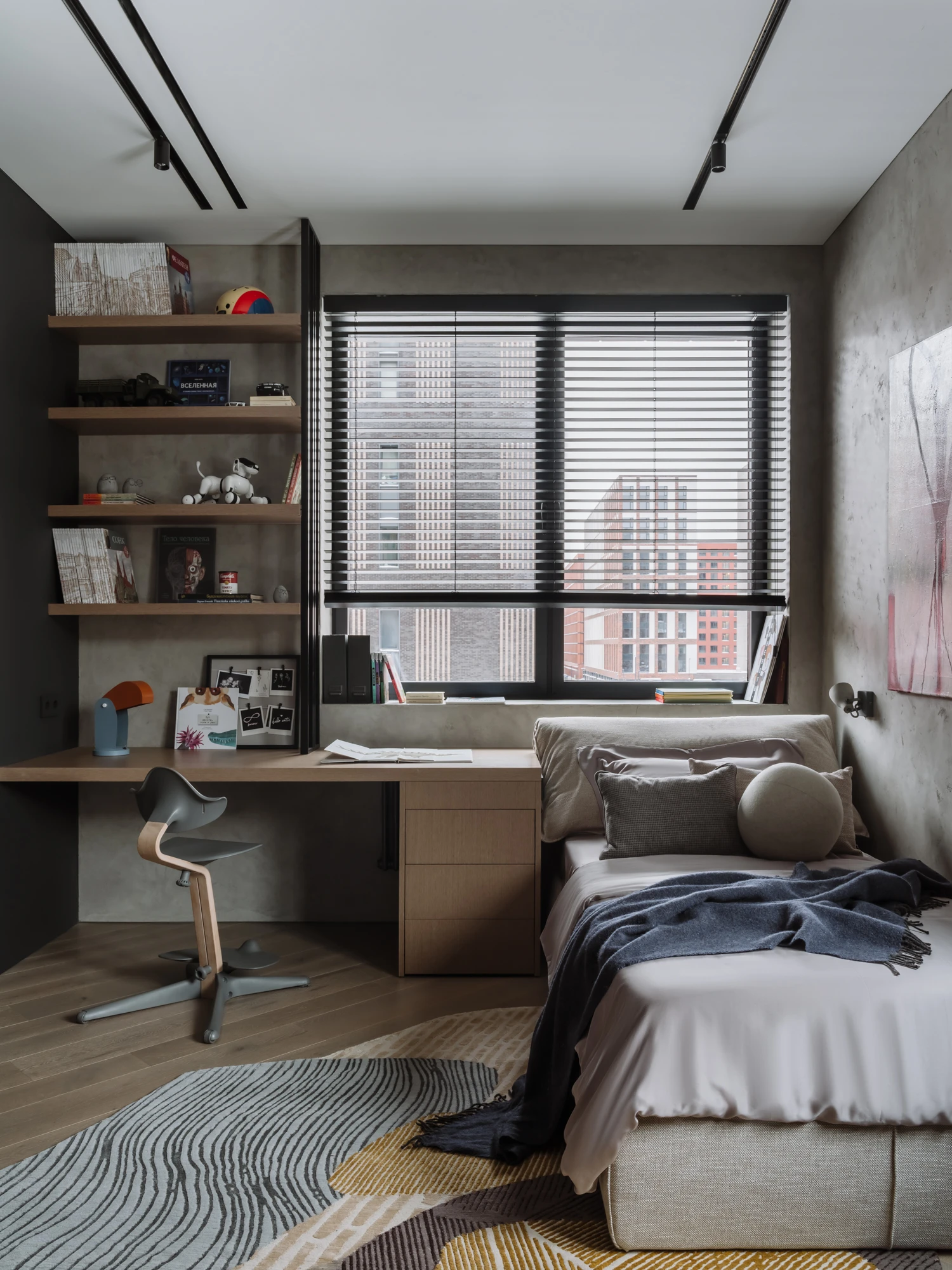 chambre adolescent grise