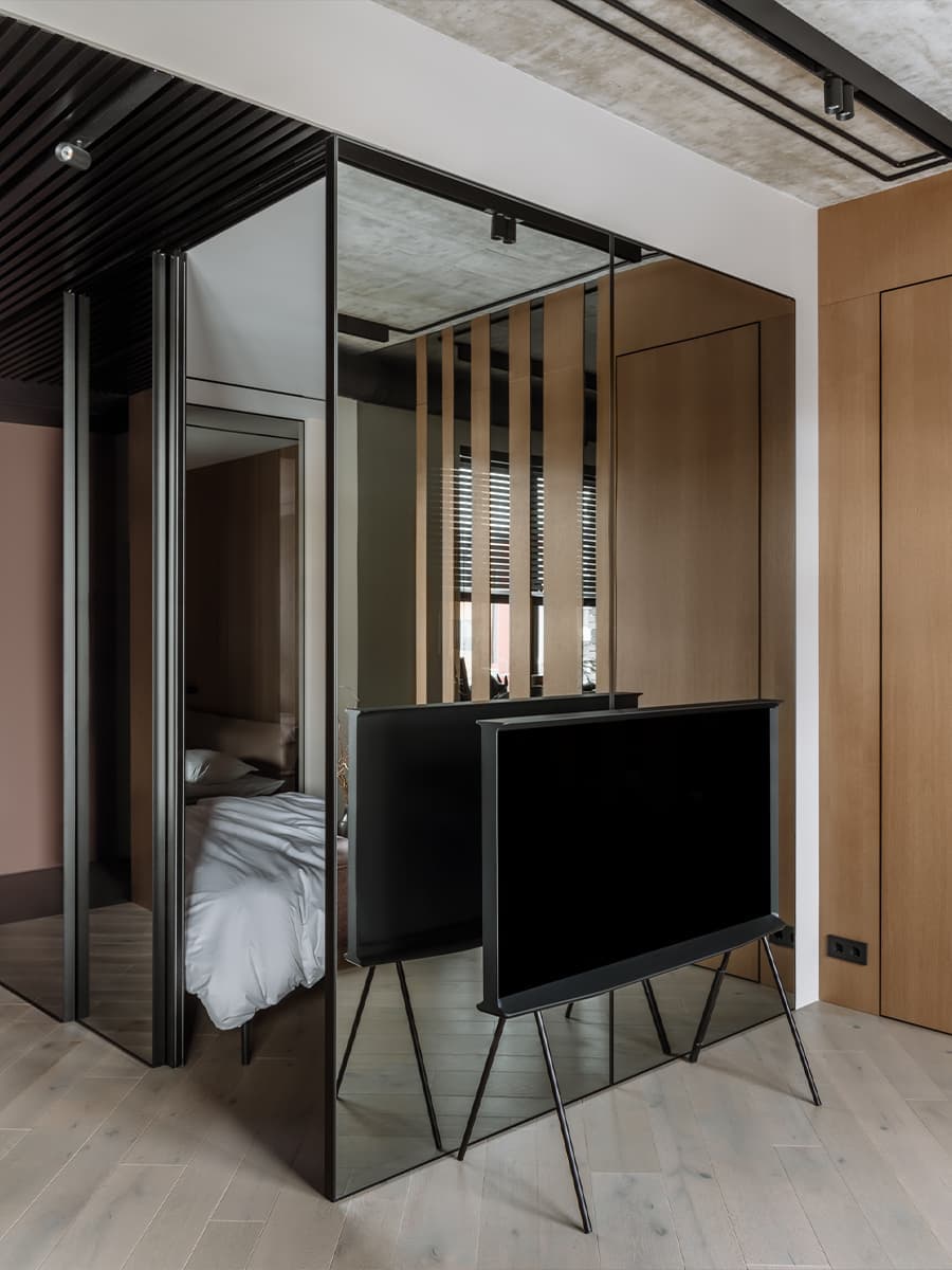 salon décoration design avec cube miroir pour chambre