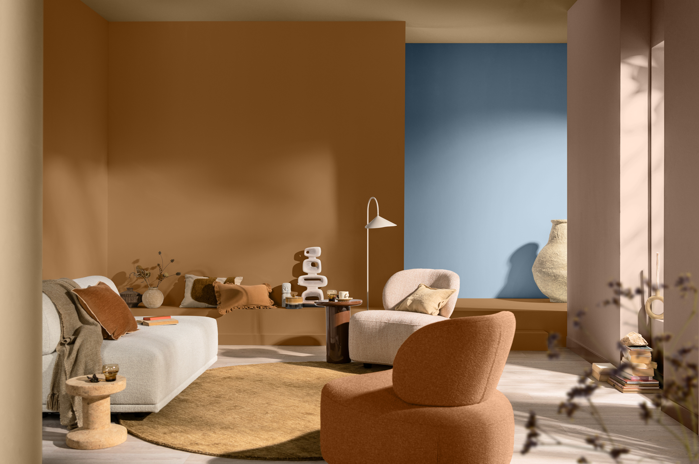 salon ocre et bleu couleur de l salon ocre et bleu couleur de l'année Dulux 2026