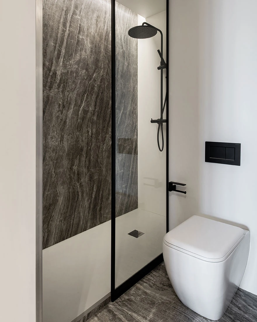 salle de bain marbre gris petit appartement 49m2 salle de bain marbre gris petit appartement 49m2