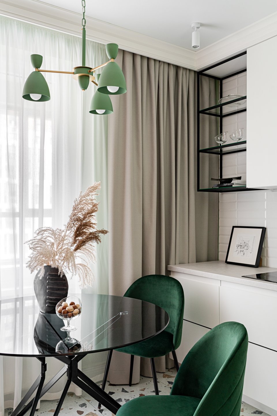 cuisine sol terrazzo murs verts et blancs studio 38m2 cuisine sol terrazzo murs verts et blancs studio 38m2